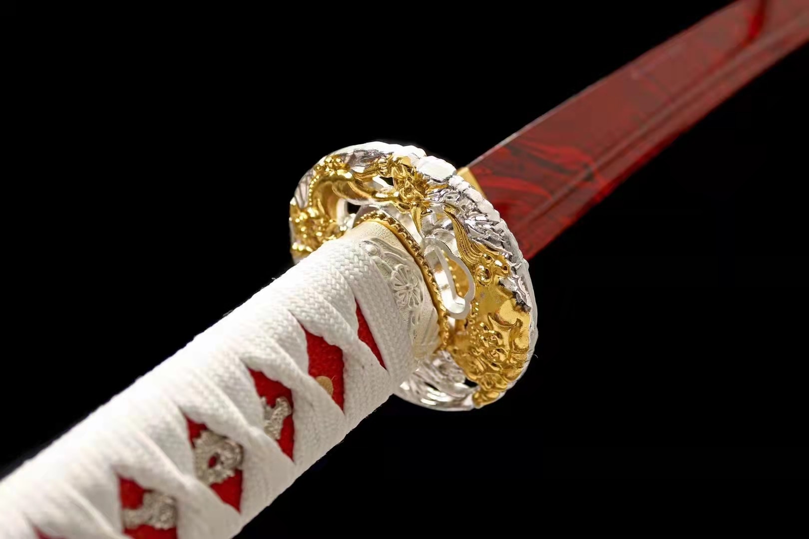 Jiaoguo Support Rembourré Pour Sabre De Samouraï Japonais Katana Wakizashi Tanto Rouge 4 Couches